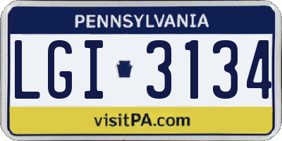 PA license plate LGI3134