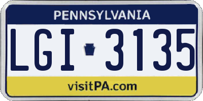 PA license plate LGI3135