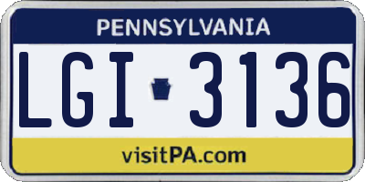 PA license plate LGI3136