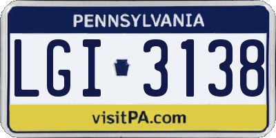 PA license plate LGI3138