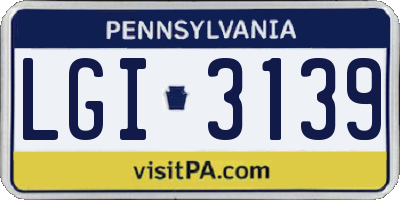 PA license plate LGI3139