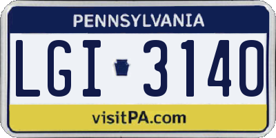 PA license plate LGI3140