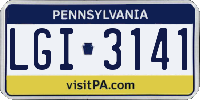 PA license plate LGI3141