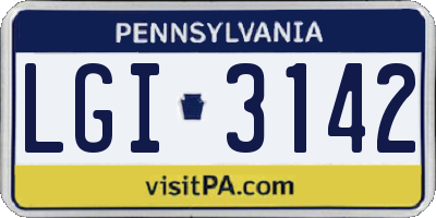 PA license plate LGI3142