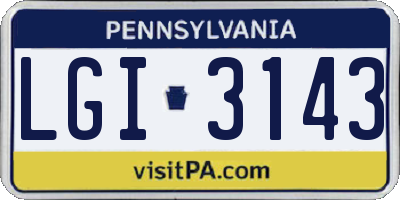 PA license plate LGI3143