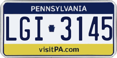 PA license plate LGI3145