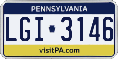 PA license plate LGI3146