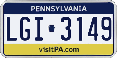 PA license plate LGI3149