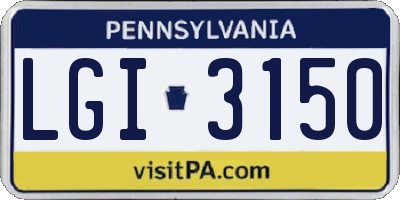 PA license plate LGI3150