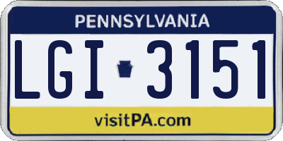 PA license plate LGI3151