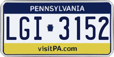 PA license plate LGI3152