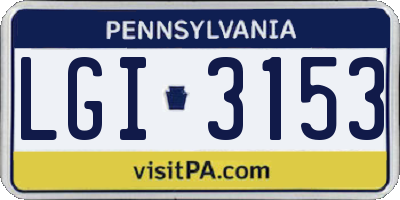 PA license plate LGI3153