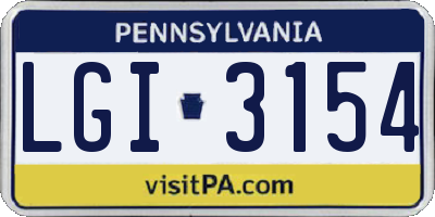 PA license plate LGI3154