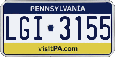 PA license plate LGI3155