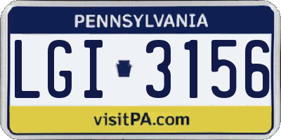 PA license plate LGI3156