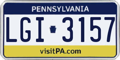PA license plate LGI3157