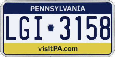 PA license plate LGI3158