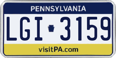 PA license plate LGI3159