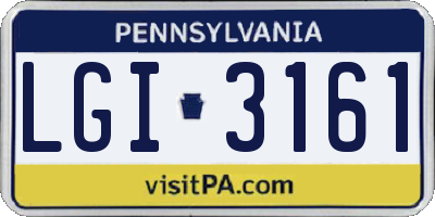 PA license plate LGI3161