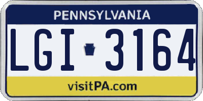 PA license plate LGI3164
