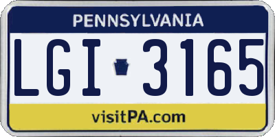 PA license plate LGI3165