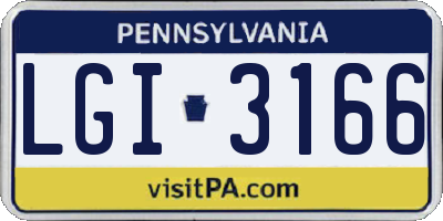 PA license plate LGI3166
