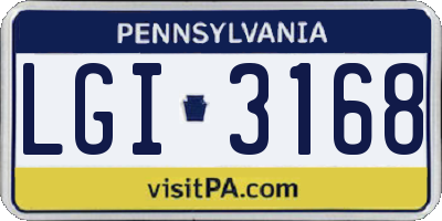PA license plate LGI3168
