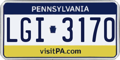 PA license plate LGI3170