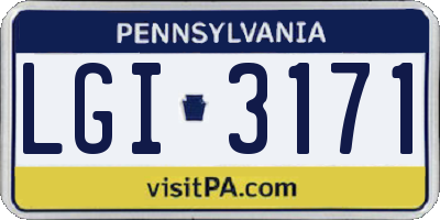 PA license plate LGI3171