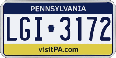 PA license plate LGI3172