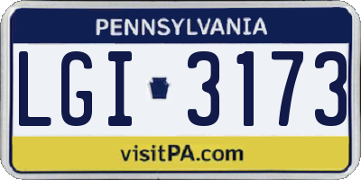 PA license plate LGI3173