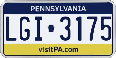 PA license plate LGI3175
