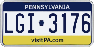 PA license plate LGI3176