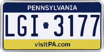 PA license plate LGI3177