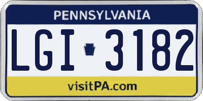 PA license plate LGI3182