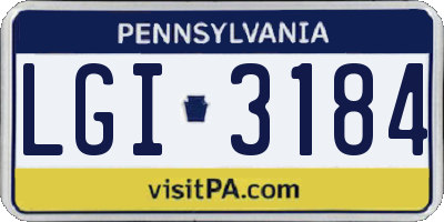 PA license plate LGI3184
