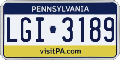 PA license plate LGI3189