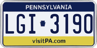 PA license plate LGI3190