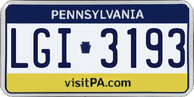 PA license plate LGI3193