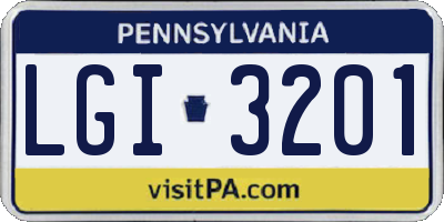 PA license plate LGI3201