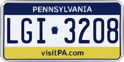 PA license plate LGI3208
