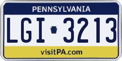PA license plate LGI3213