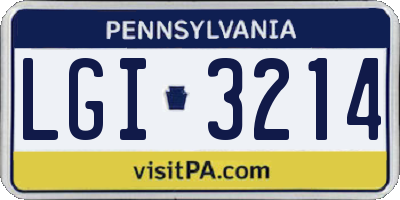 PA license plate LGI3214