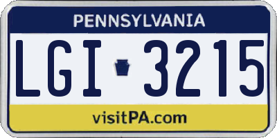 PA license plate LGI3215