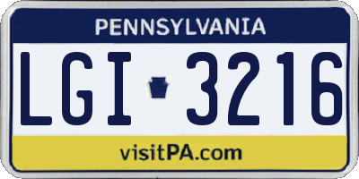 PA license plate LGI3216