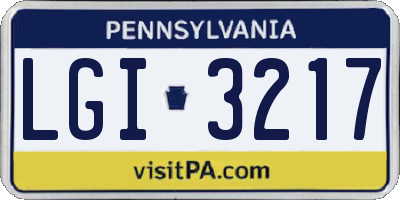 PA license plate LGI3217