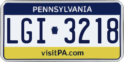 PA license plate LGI3218