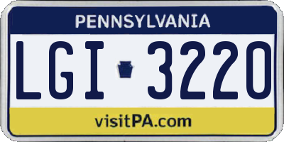 PA license plate LGI3220