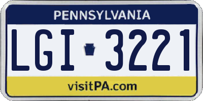 PA license plate LGI3221