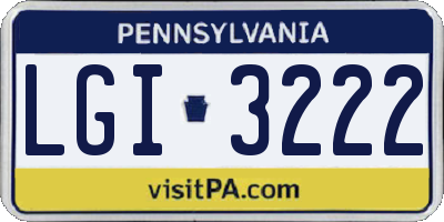 PA license plate LGI3222